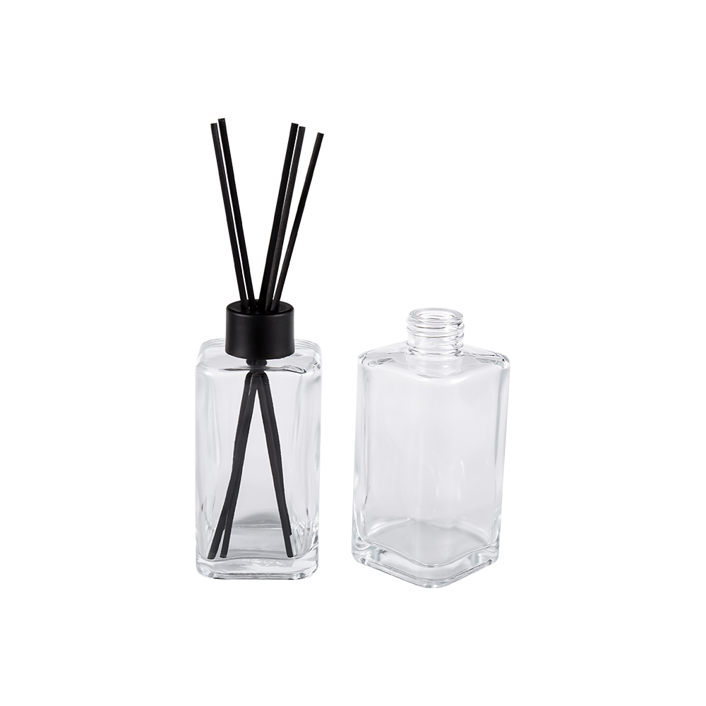 HJ-RX2247 Klarglas-Aromatherapieflasche mit großem Fassungsvermögen, mattschwarzer Flaschenverschluss, Aluminiumkappe, Faseraufkleber