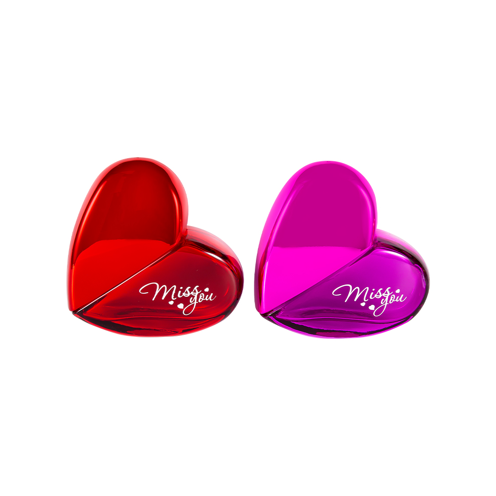 GC102-WJ797 100 ml herzförmige Parfümflasche aus Glas mit UV-PP-Kunststoffverschluss