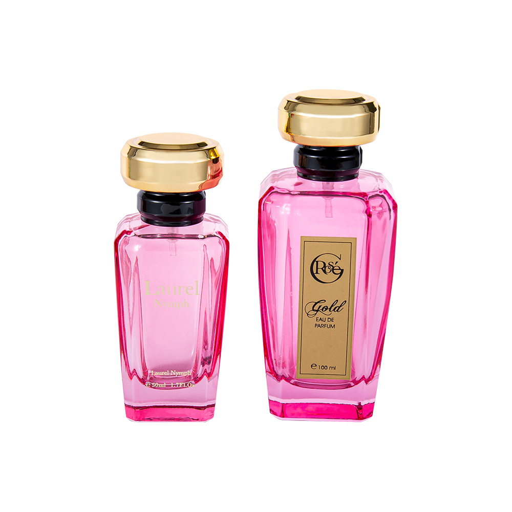 GC4354-WJ2432 50 ml UV-beschichtete rosa-grüne Parfümflasche mit glänzendem Gold-Kunststoffverschluss