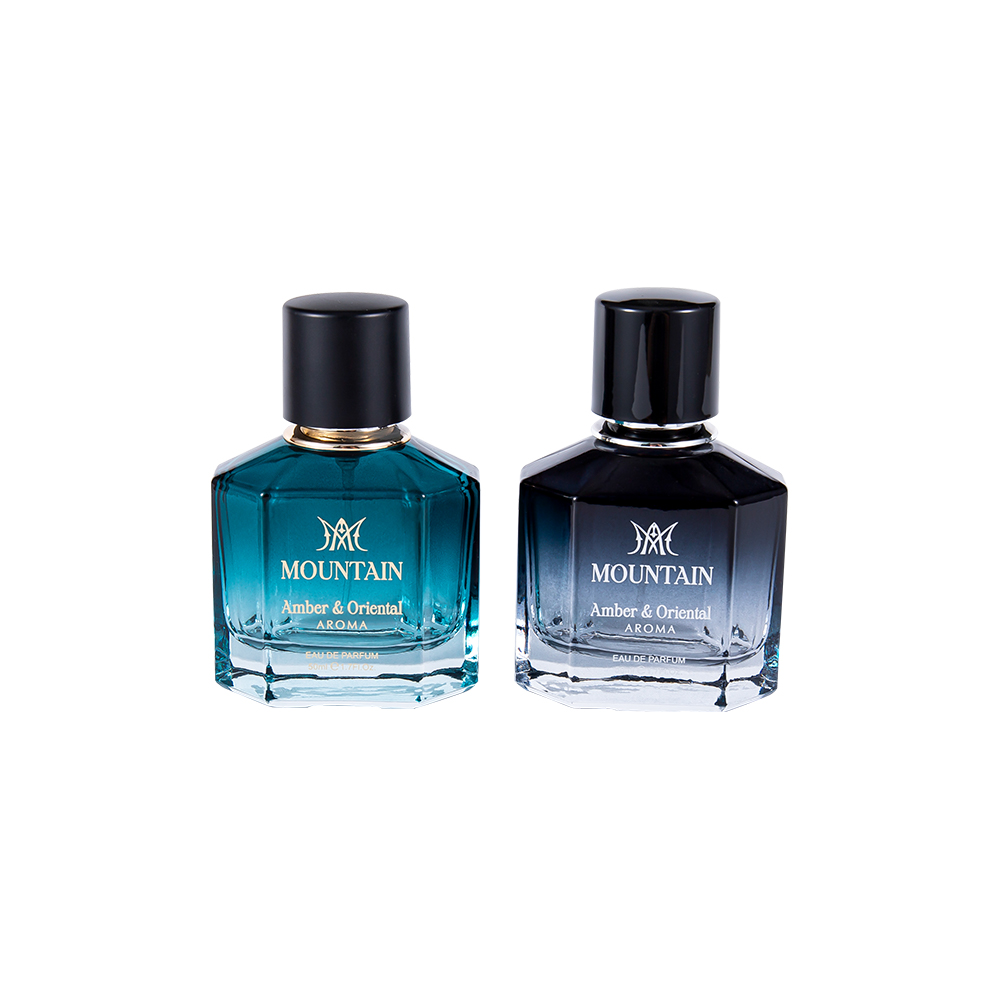 GC4030-WJ2099 50-ml-Parfümflasche aus Glas mit Beschichtungsdruck und Heißprägeband, PP-ABS-UV-Parfümverschluss