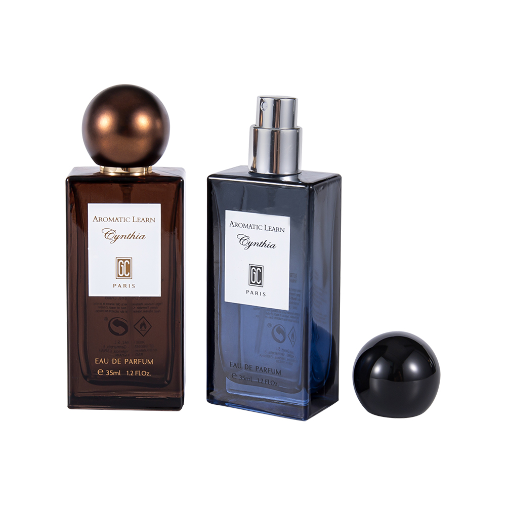 KY82-WJ2402 35 ml flaches, rechteckiges Parfümflaschenset mit kleinem Fassungsvermögen und kugelförmigem Parfümverschluss